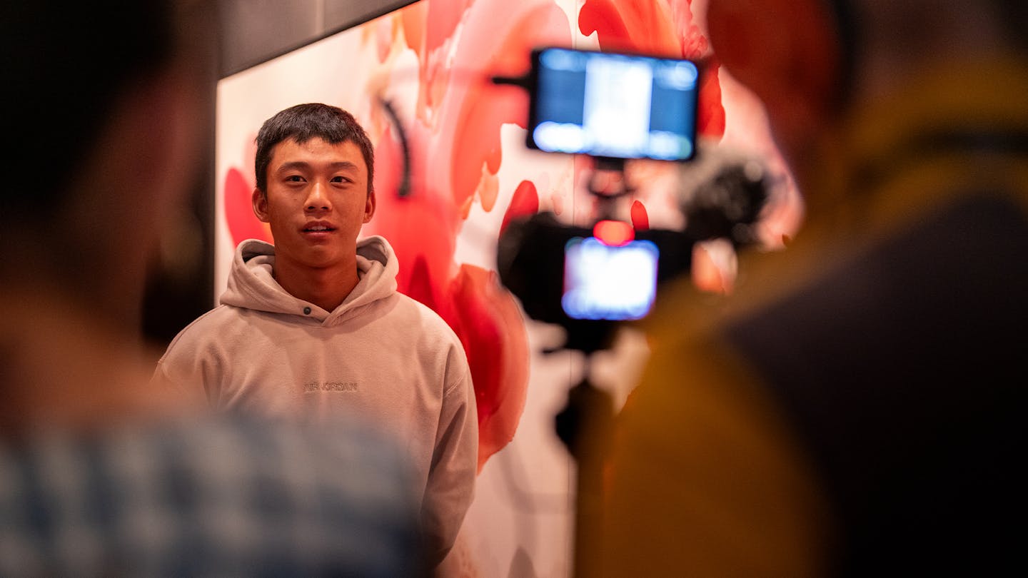 Chi Chun Chen of Chinese Taipei is interviewed at Player Registration