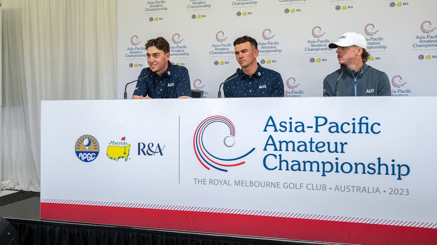 Australian Team members speak to the media ahead of the 2023 Asia-Pacific Amateur Championship